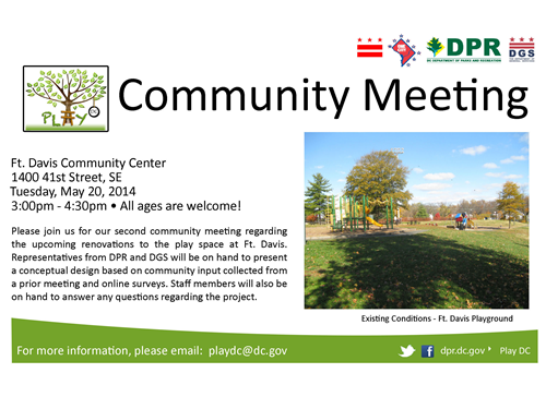 Fort Davis Play DC Playground Community Meeting No. 2 - May 20, 2014