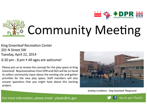 King Greenleaf PlayDC Playground Community Meeting (April 22, 2014)