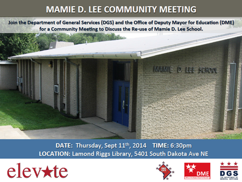 Mamie D. Lee School Re-Use Project Community Meeting Flyer - September 11, 2014 (6:30 pm) (Download an accessible version, below)