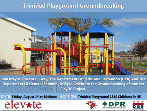 Trinidad Play DC Playground Ground Breaking Ceremony Flyer August 1, 2014 at 10 am (Download accessible version, below)
