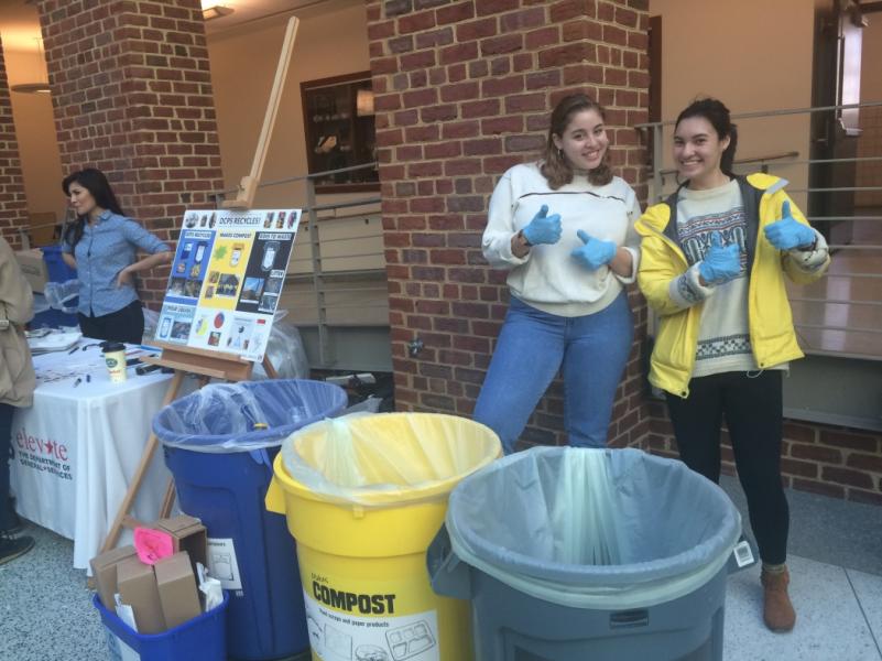Wilson High School students monitor waste bins at Rooting DC 