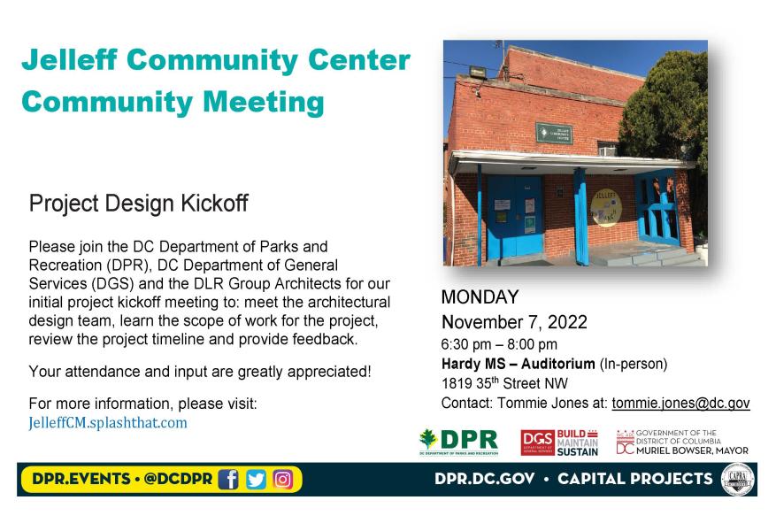 Jelleff Community Center Community Meeting - November 7, 2022