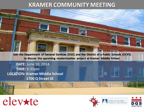 Kramer MIddle School Project Community Meeting June 18, 2014 Flyer(Download an accessible version, below)