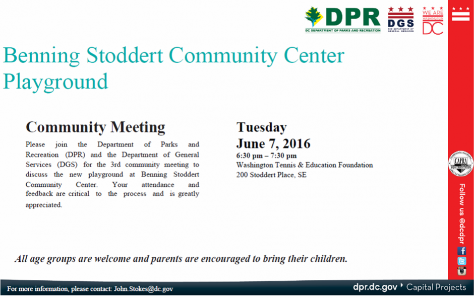 Benning Stoddert Community Meeting Flyer (June 7, 2016)