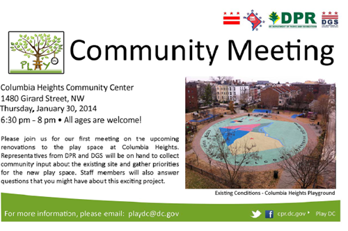 Columbia Heights Community Center Meeting Flyer 01-30-2014
