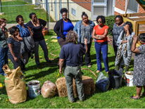 Teachers and staff from Randle Highlands learn about managing their on-site garden compost bin provided by DGS and Benny Erez of ECO City Farms. Teachers and staff from Randle Highlands learn about managing their on-site garden compost bin provided by DGS and Benny Erez of ECO City Farms.