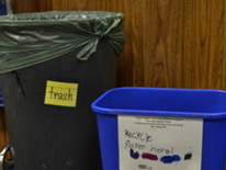 As a result of the  PAC, "Giving Back: West Style," all classrooms at West now have a trash can and a recycling bin labeled with labels DGS provided and adorable student-made recycling posters.